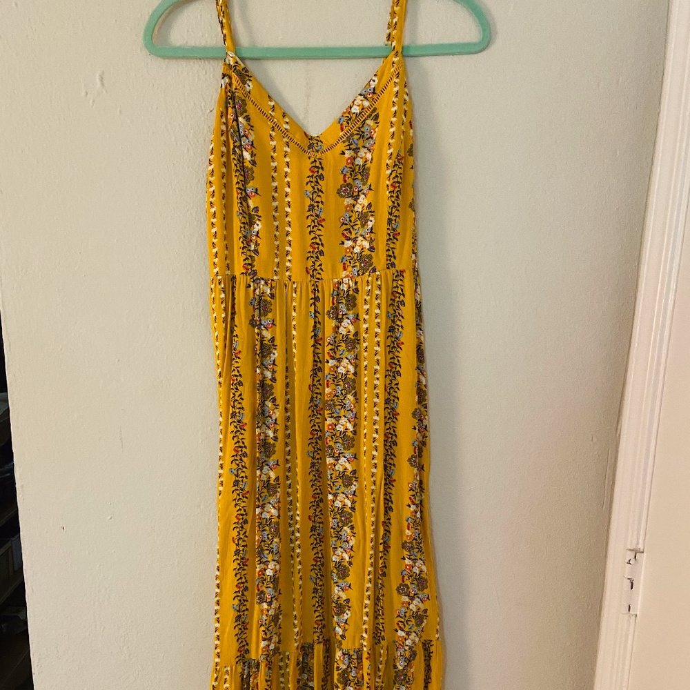 Yellow floral midi dress old navy